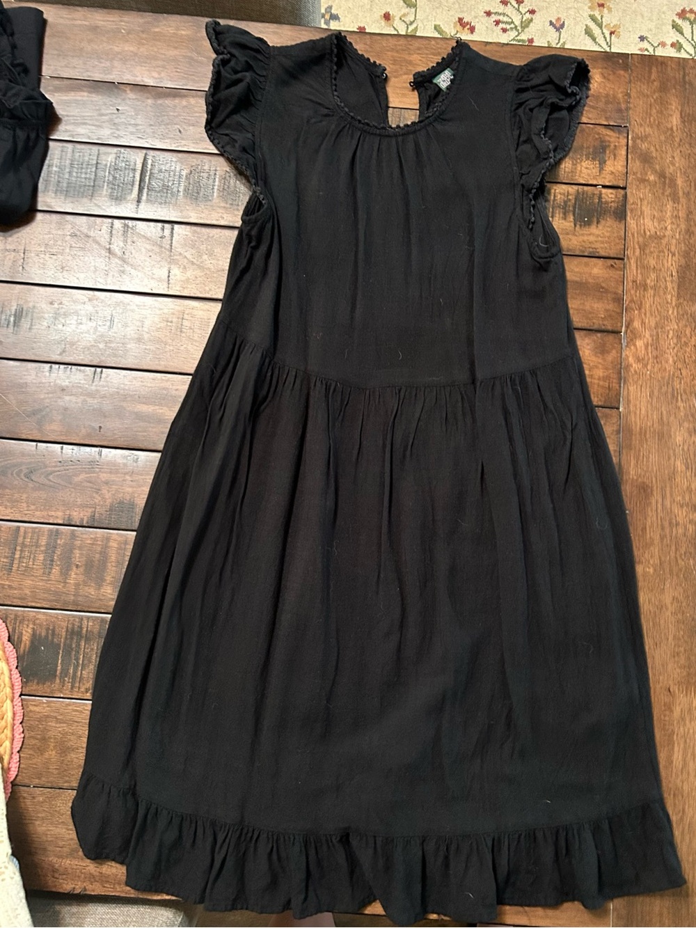 wild fable Black Ruffle-Sleeve Casual Dress